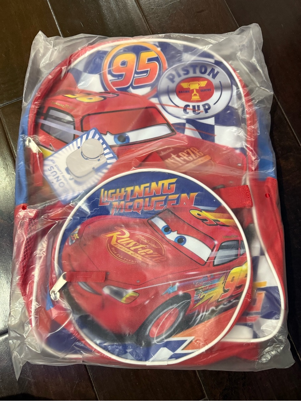 New Cars Lightning McQueen Red Kids Backpack with Pouch